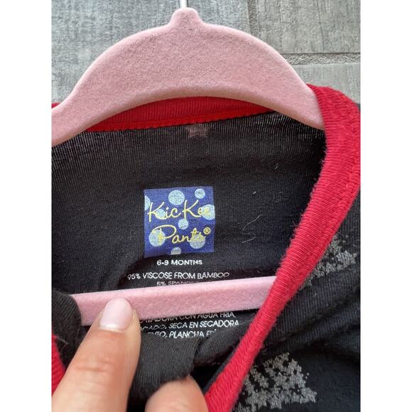 KICKEE PANTS Christmas Tree Foil One Piece Sleeper Pjs Zip Pajamas Black 6-9m - Picture 5 of 11